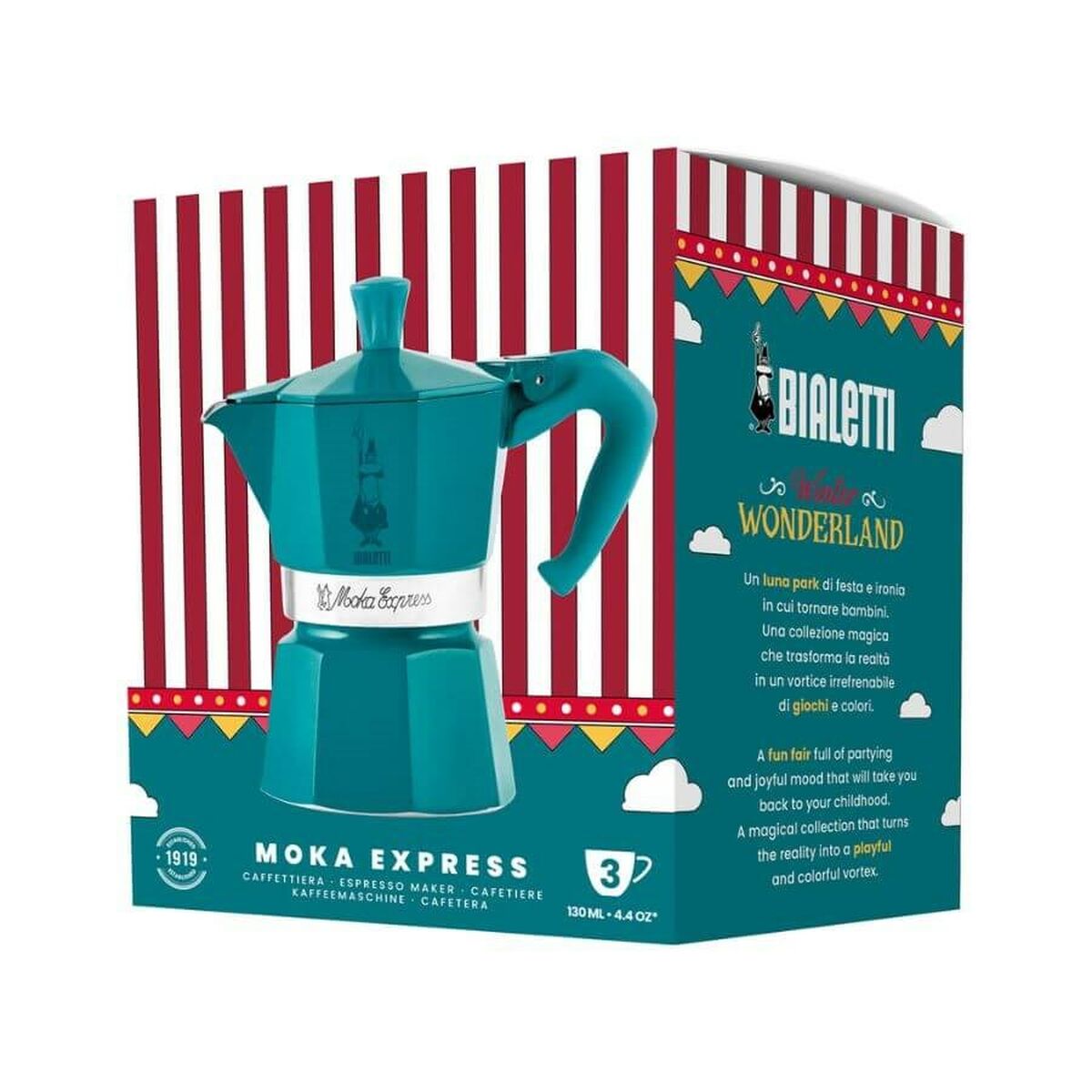 Italiensk Kaffepanna Bialetti Moka Express Winter Wonderland Turkos Silvrig Aluminium 3 Csészék - 2