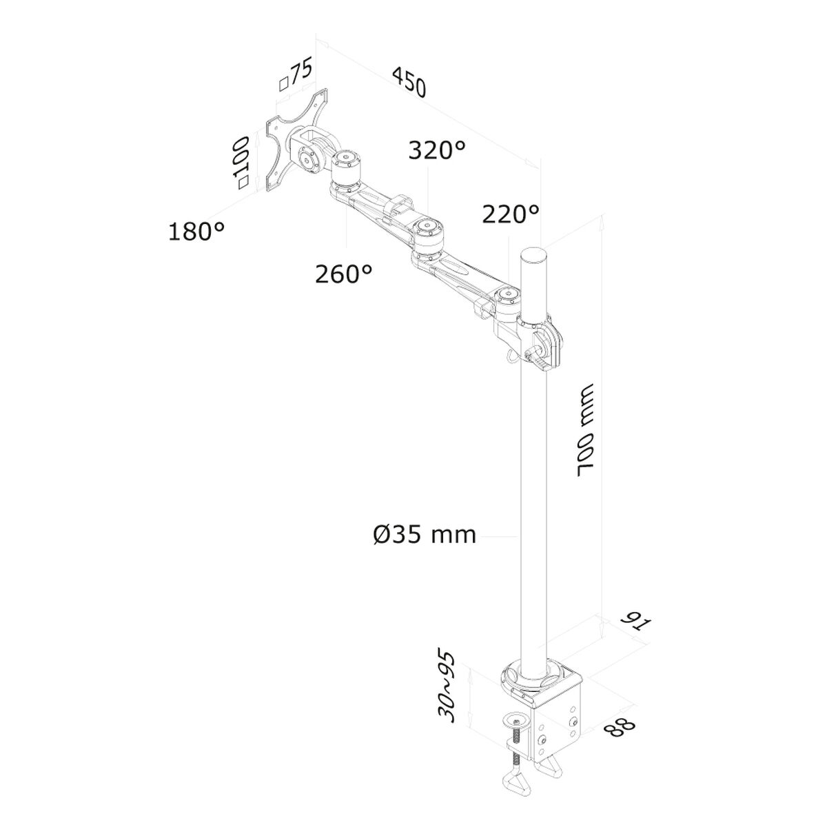 Bordfäste för Skärm Neomounts FPMA-D935POLE70 10" 30" - 3