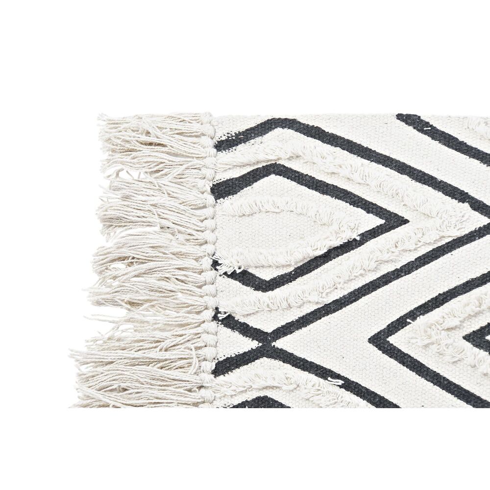 Matta DKD Home Decor 160 x 250 x 0,7 cm Svart Polyester Bomull Vit Romb Boho - 4