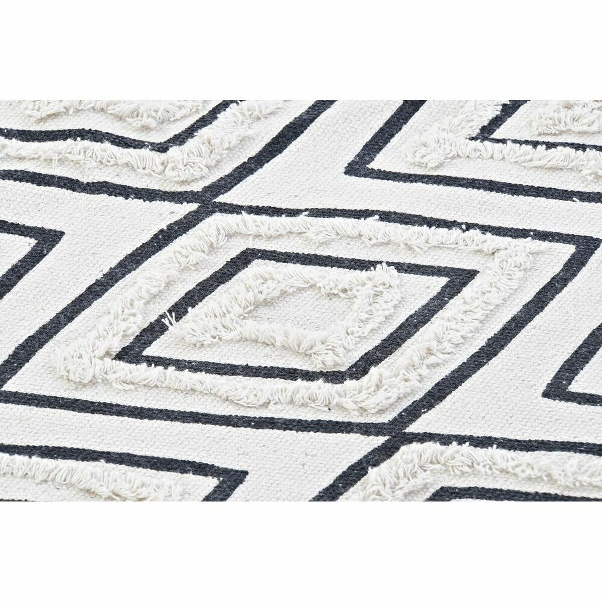 Matta DKD Home Decor 160 x 250 x 0,7 cm Svart Polyester Bomull Vit Romb Boho - 7