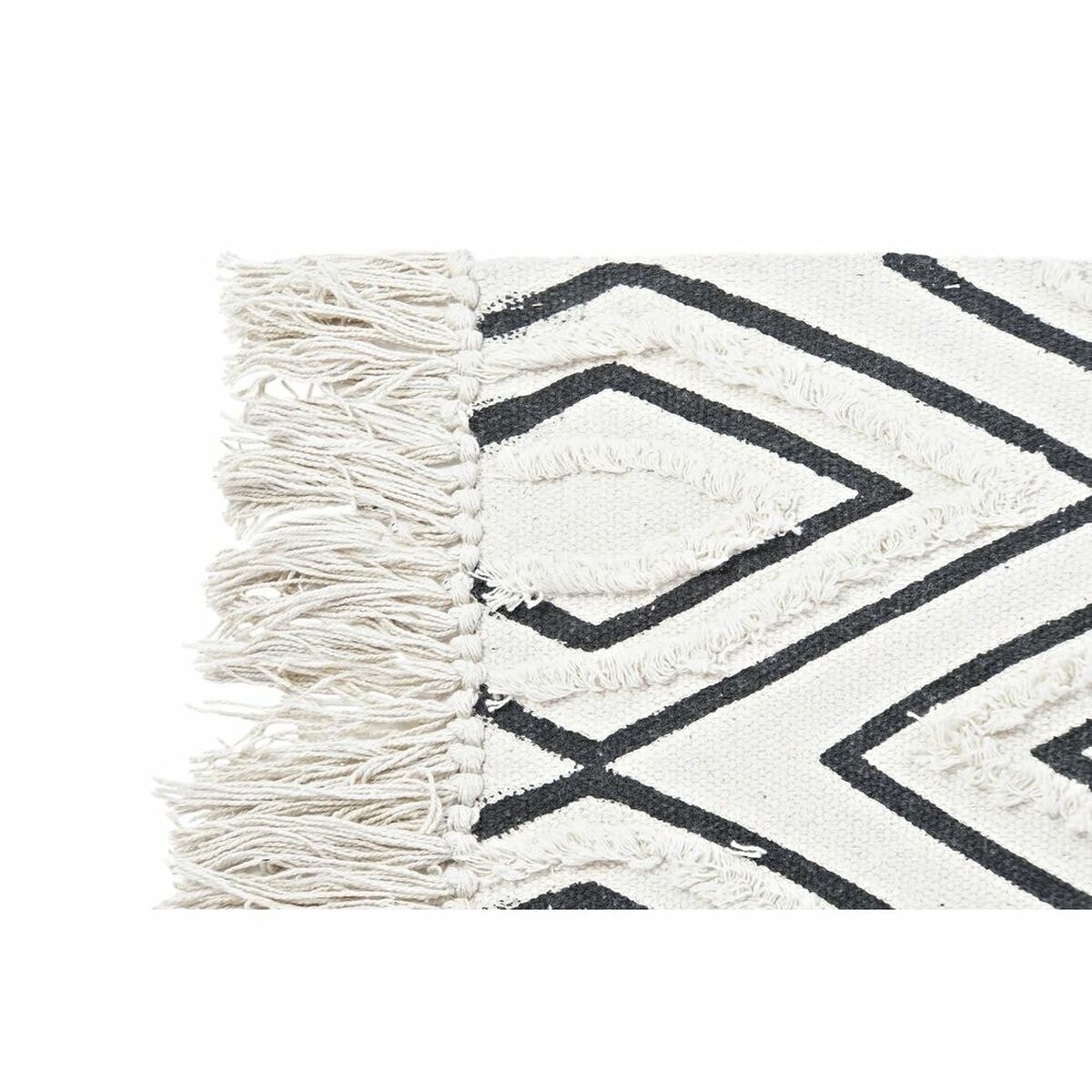 Matta DKD Home Decor 160 x 250 x 0,7 cm Svart Polyester Bomull Vit Romb Boho - 12