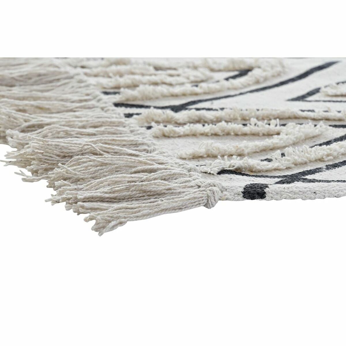 Matta DKD Home Decor 160 x 250 x 0,7 cm Svart Polyester Bomull Vit Romb Boho - 10