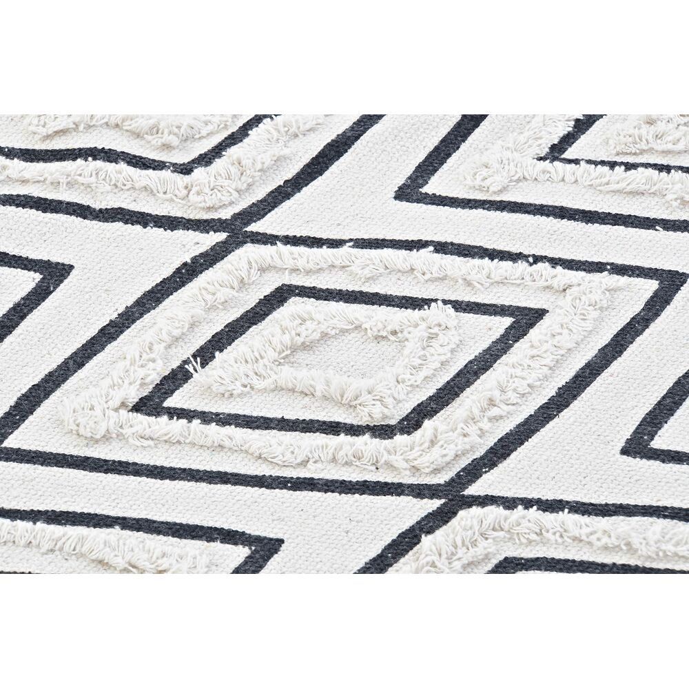 Matta DKD Home Decor 160 x 250 x 0,7 cm Svart Polyester Bomull Vit Romb Boho - 3