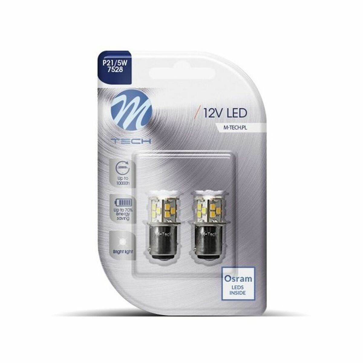 Glödlampa för bil M-Tech MTECLB113W P21/5W SMD 2835 1,32 W 12 V Kallvit Vit