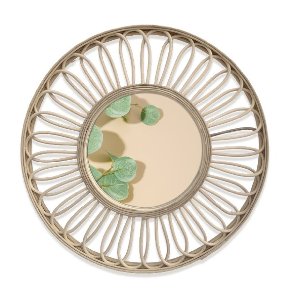 Väggspegel Versa Rattan Speglar Rund 2 x 46 x 46 cm - 2