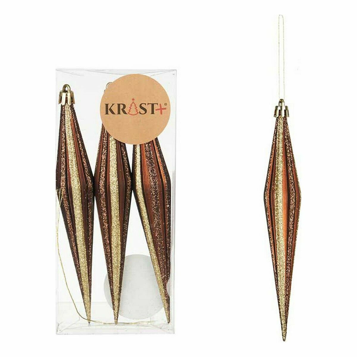 Juldekorationer Krist+ Brun PVC Avlång 8,5 x 3,5 x 19 cm (12 antal) - 4