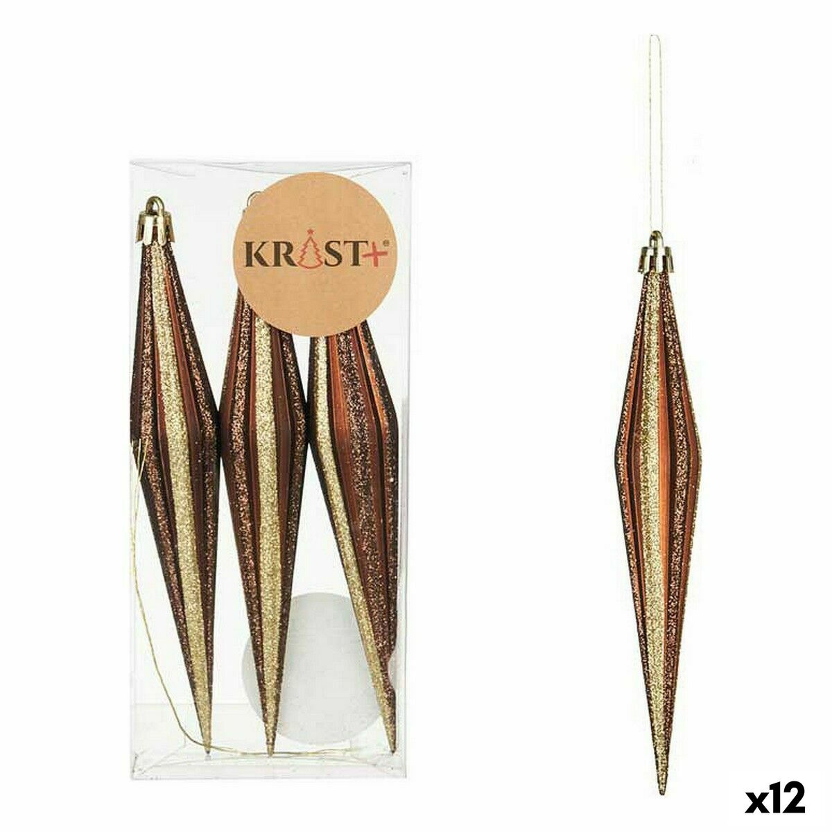 Juldekorationer Krist+ Brun PVC Avlång 8,5 x 3,5 x 19 cm (12 antal) - 3