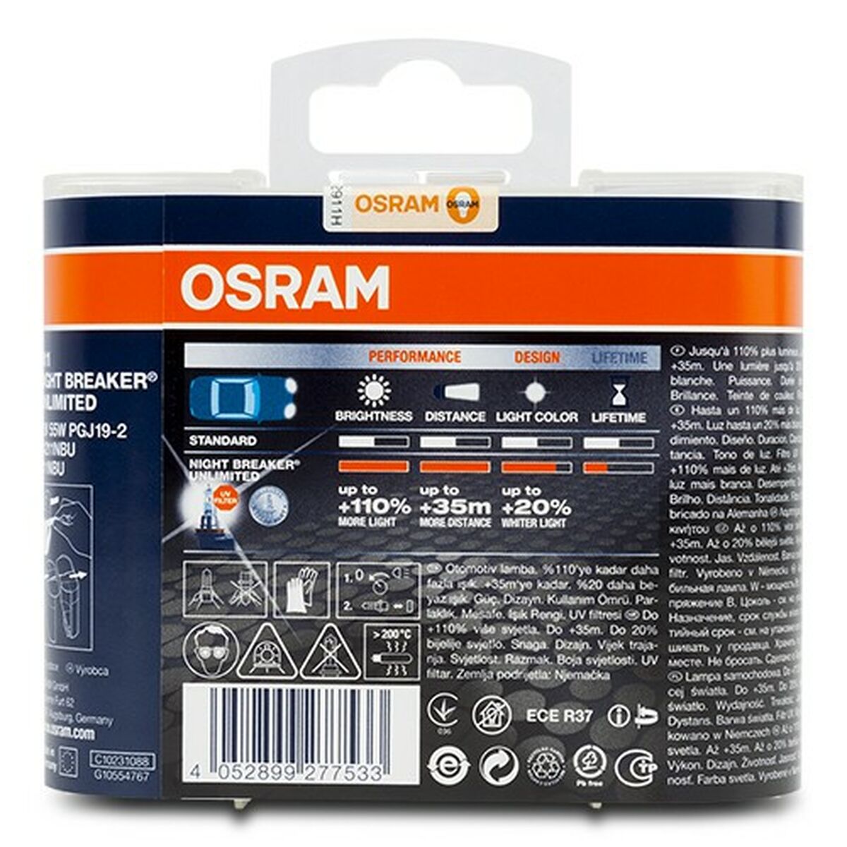 Glödlampa för bil Osram Nightbreaker Unlimited H11 55 W 12 V (2 antal) - 2