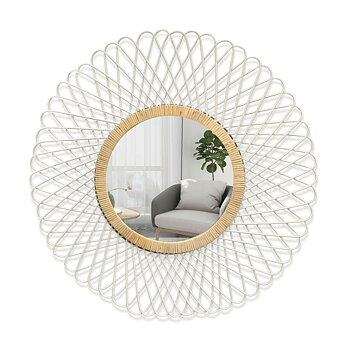 Väggspegel Versa Vit Bambu Speglar Rund 2,5 x 75 x 75 cm