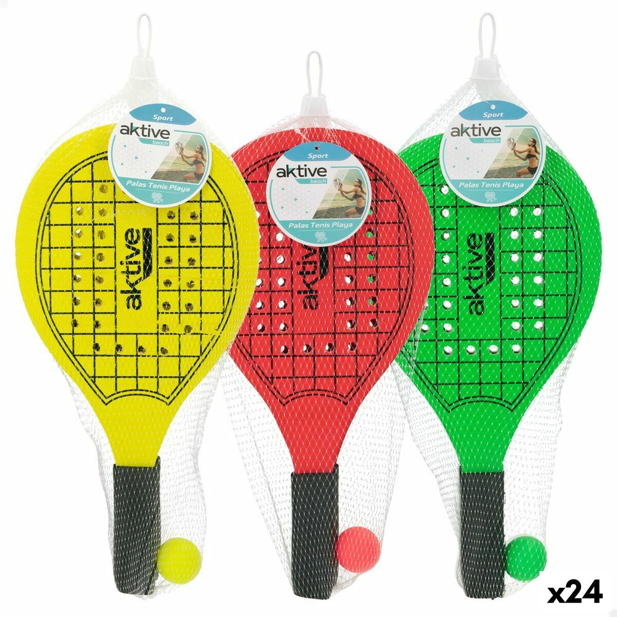Strandspadar med boll Aktive Trä 20,5 x 39,5 cm (24 antal) - 7