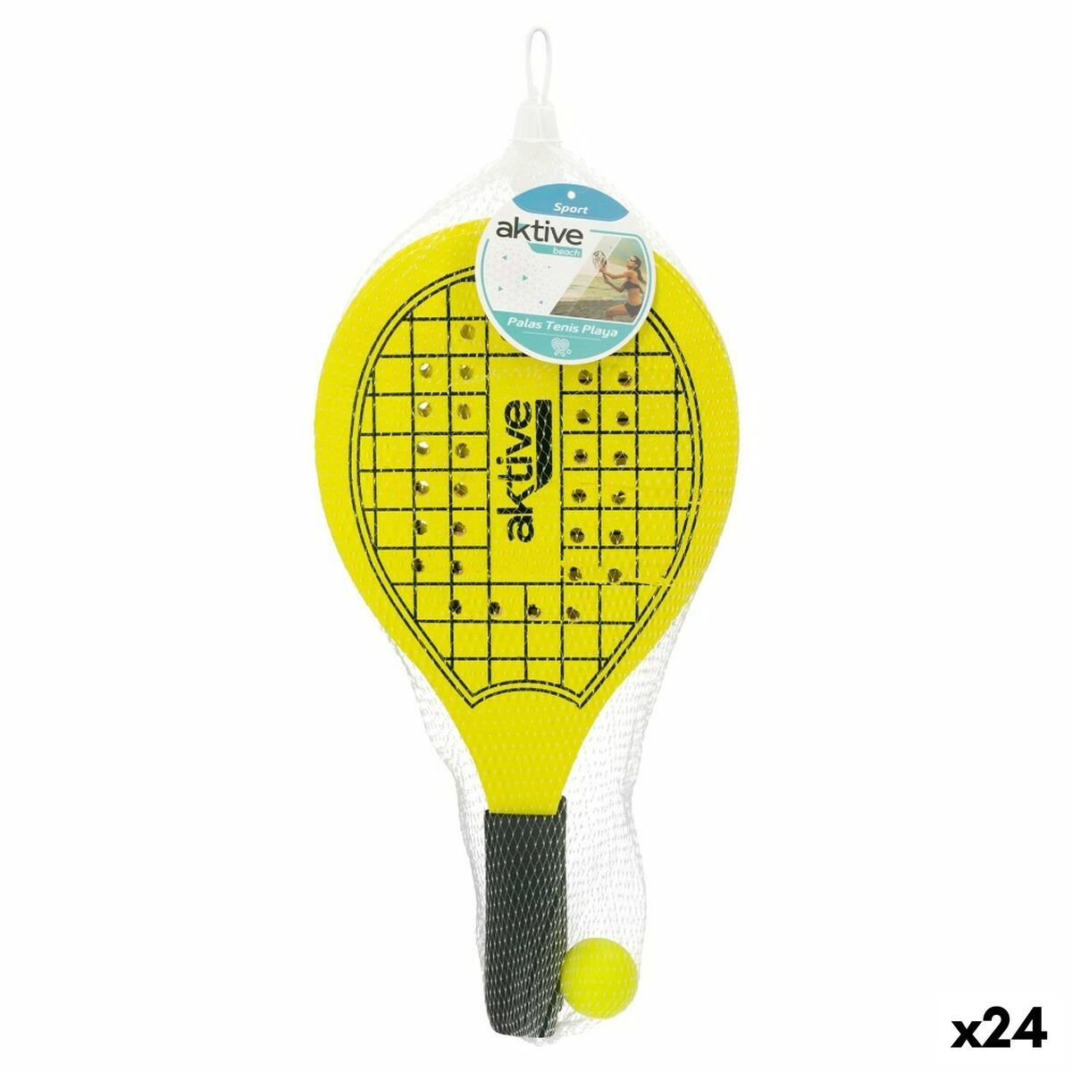 Strandspadar med boll Aktive Trä 20,5 x 39,5 cm (24 antal)