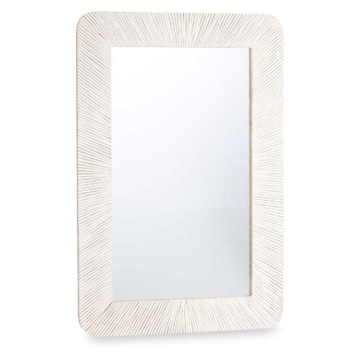 Väggspegel Gift Decor Vit Brun Ränder 90 x 60 x 2 cm Rektangulär
