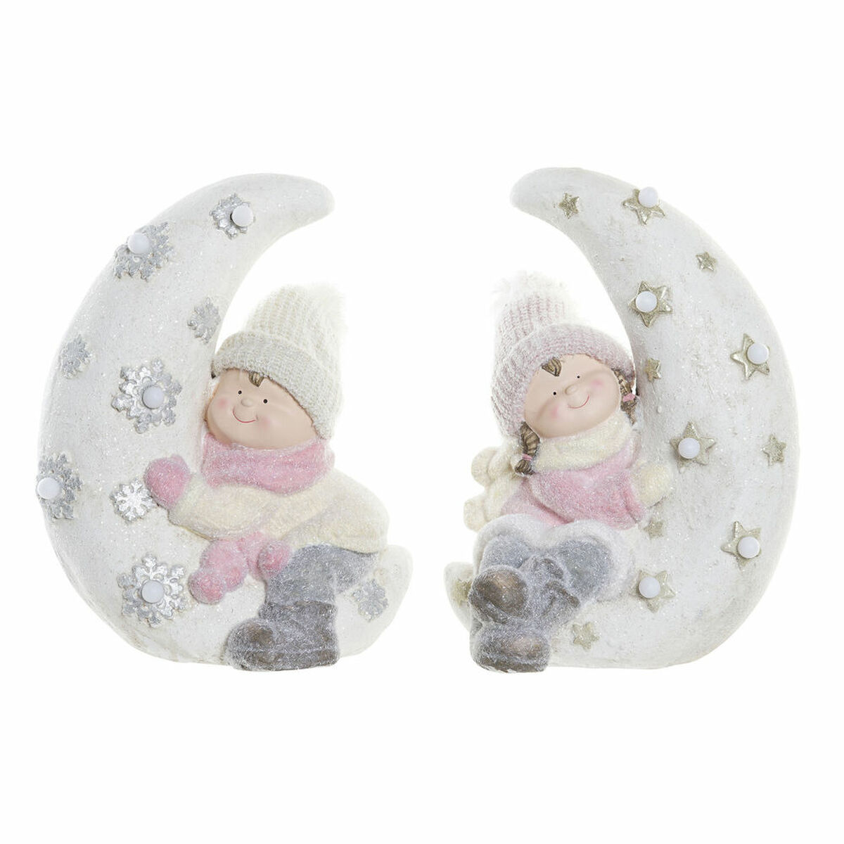 Prydnadsfigur DKD Home Decor Vit Rosa Måne 31 x 20 x 43 cm (2 antal)