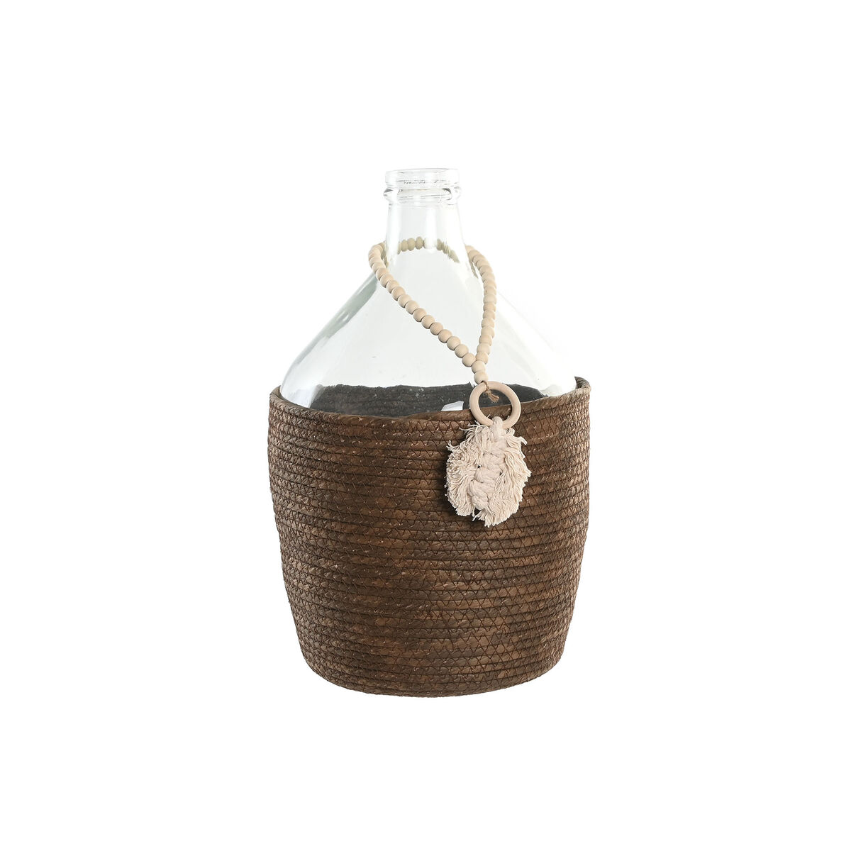 Vas Home ESPRIT Transparent Mörkbrun Glas Naturell Kolonial 26 x 26 x 39 cm