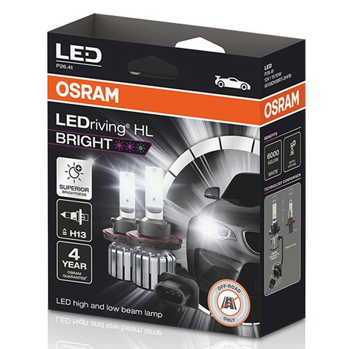 Glödlampa för bil Osram LEDriving HL Bright H13 15 W 12 V 6000 K