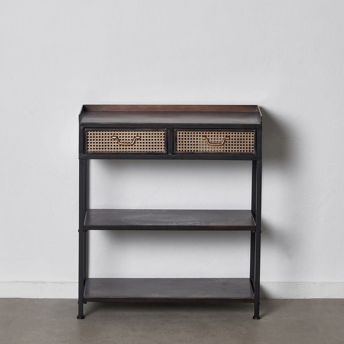 Hallmöbel med 2 lådor BRICK Brun Svart Järn 75,5 x 38 x 85 cm - 8