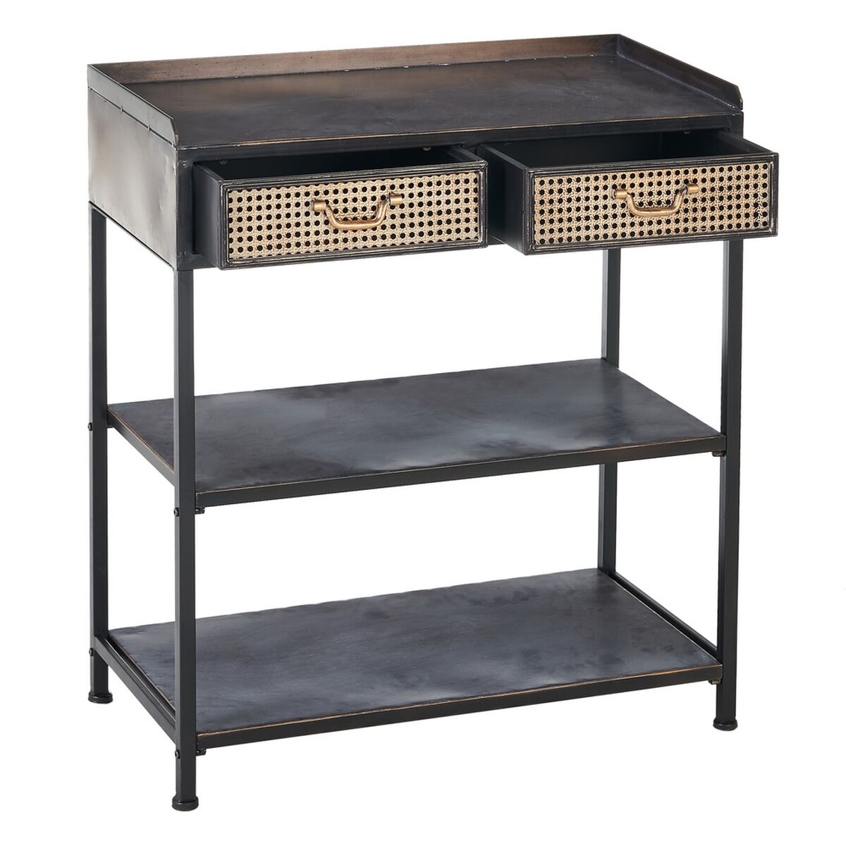 Hallmöbel med 2 lådor BRICK Brun Svart Järn 75,5 x 38 x 85 cm - 9