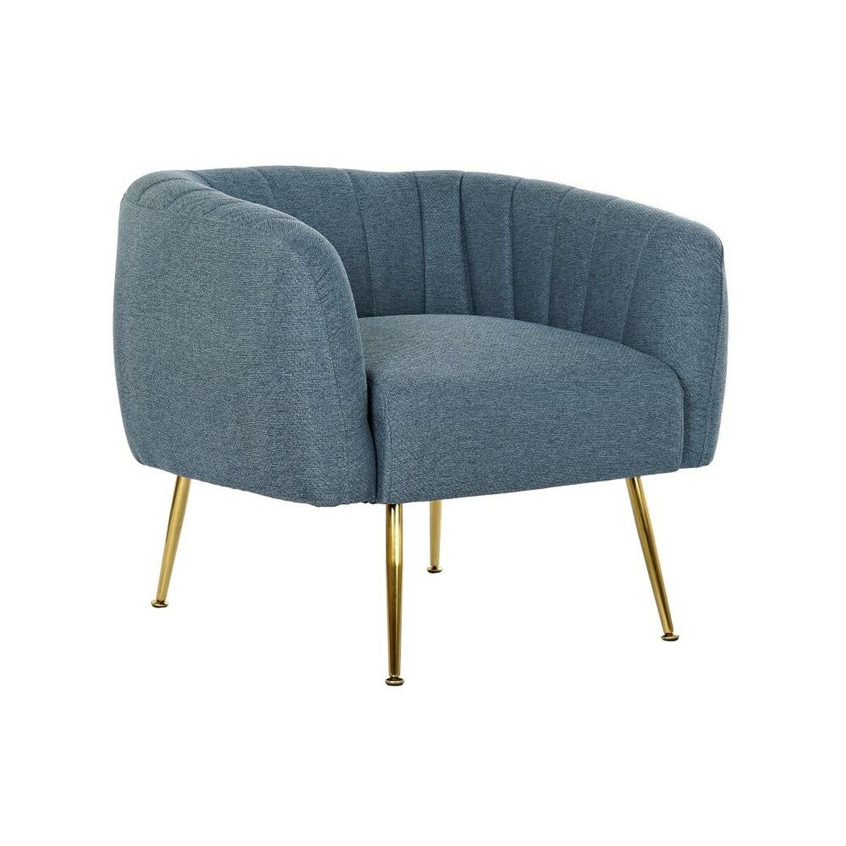 Fåtölj DKD Home Decor Blå Gyllene Skum Trä Metall Plast 81 x 75 x 73 cm - 4