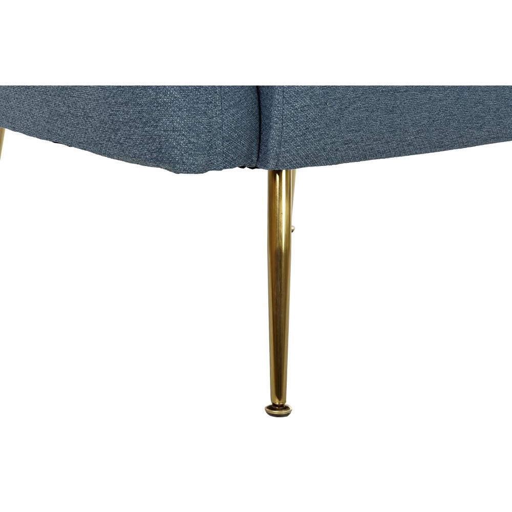 Fåtölj DKD Home Decor Blå Gyllene Skum Trä Metall Plast 81 x 75 x 73 cm - 2