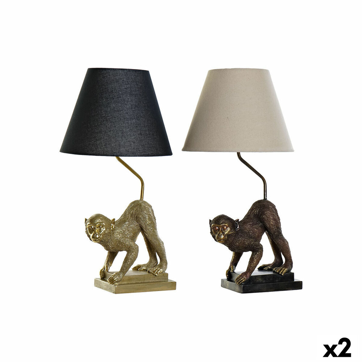 Bordslampa DKD Home Decor 32,5 x 30 x 60 cm Svart Beige Gyllene Metall Harts 220 V 50 W (2 antal) - 10