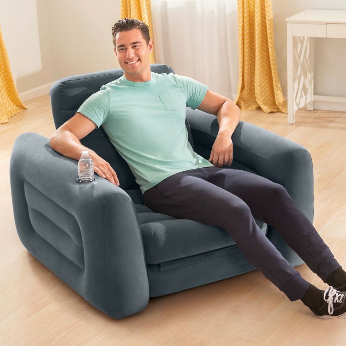 Uppblåsbar bäddsoffa Intex Pull-Out 177 x 66 x 224 cm Grå - 3