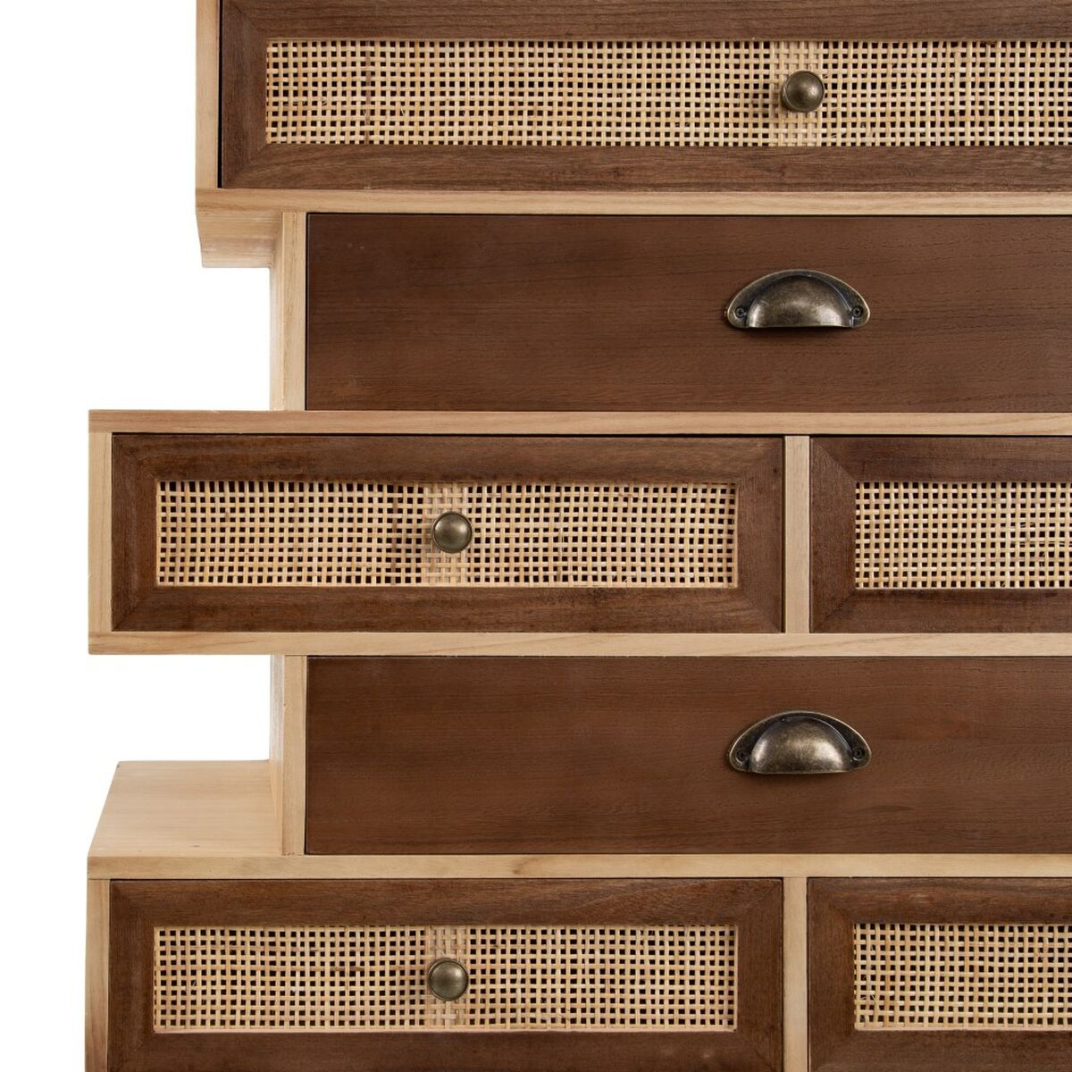 Hallmöbel med lådor SASHA 80 x 33 x 94 cm Naturell Trä Kräm Rattan - 7
