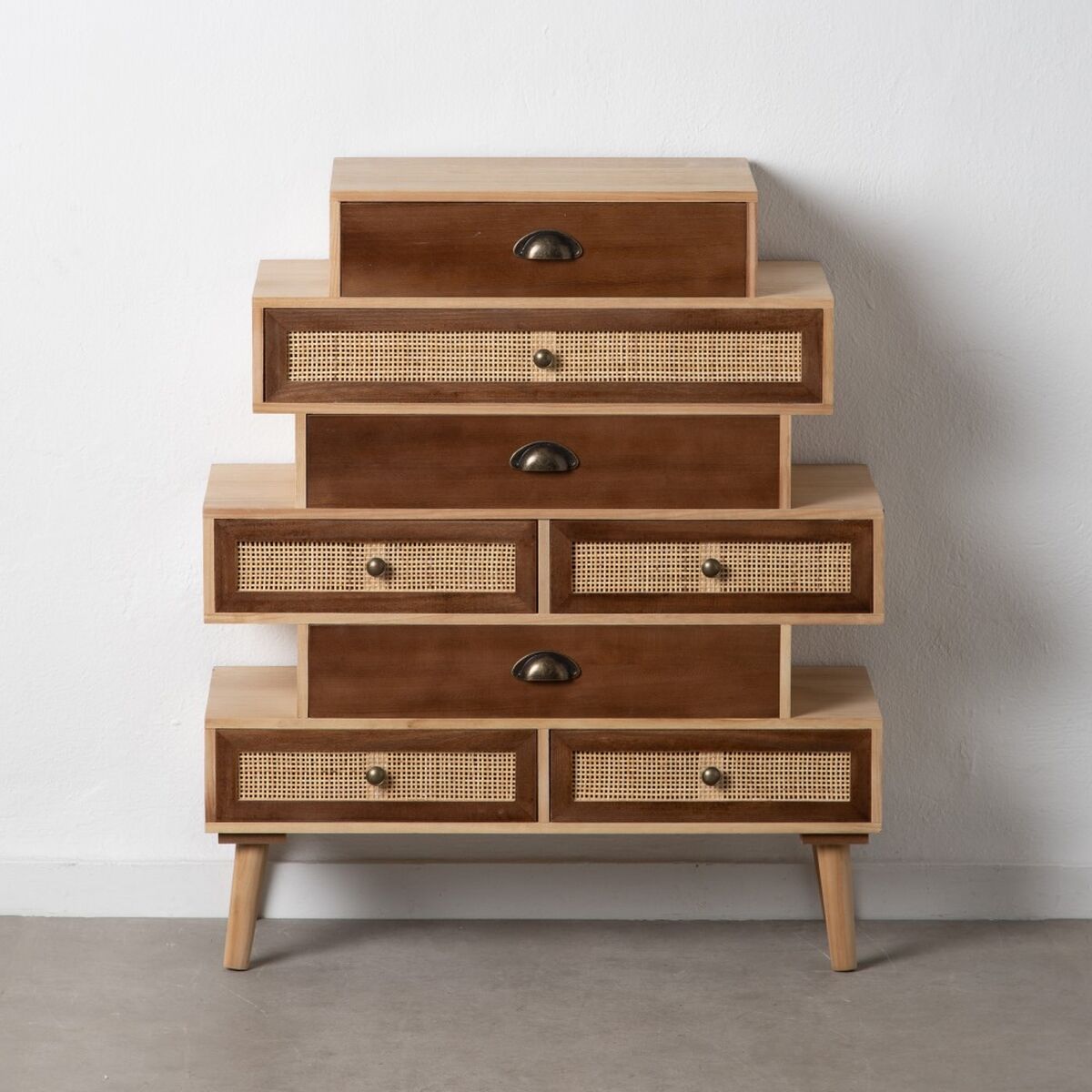 Hallmöbel med lådor SASHA 80 x 33 x 94 cm Naturell Trä Kräm Rattan - 2