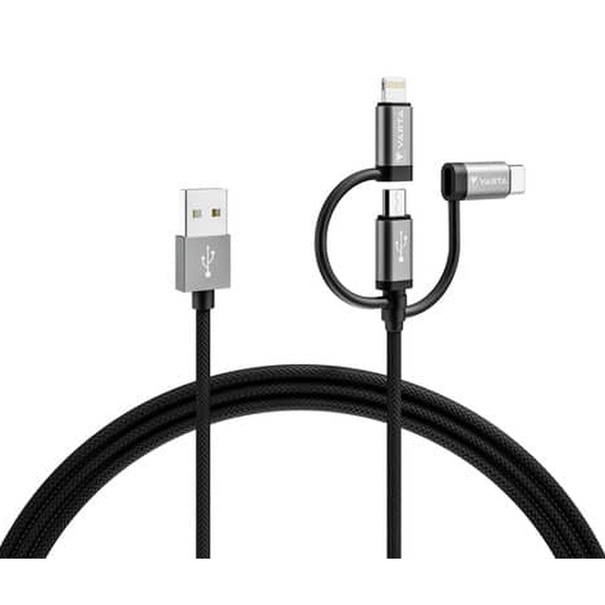 USB-kabel Varta 2 m Svart 3 i 1 USB-C Micro-USB Lightning - 3