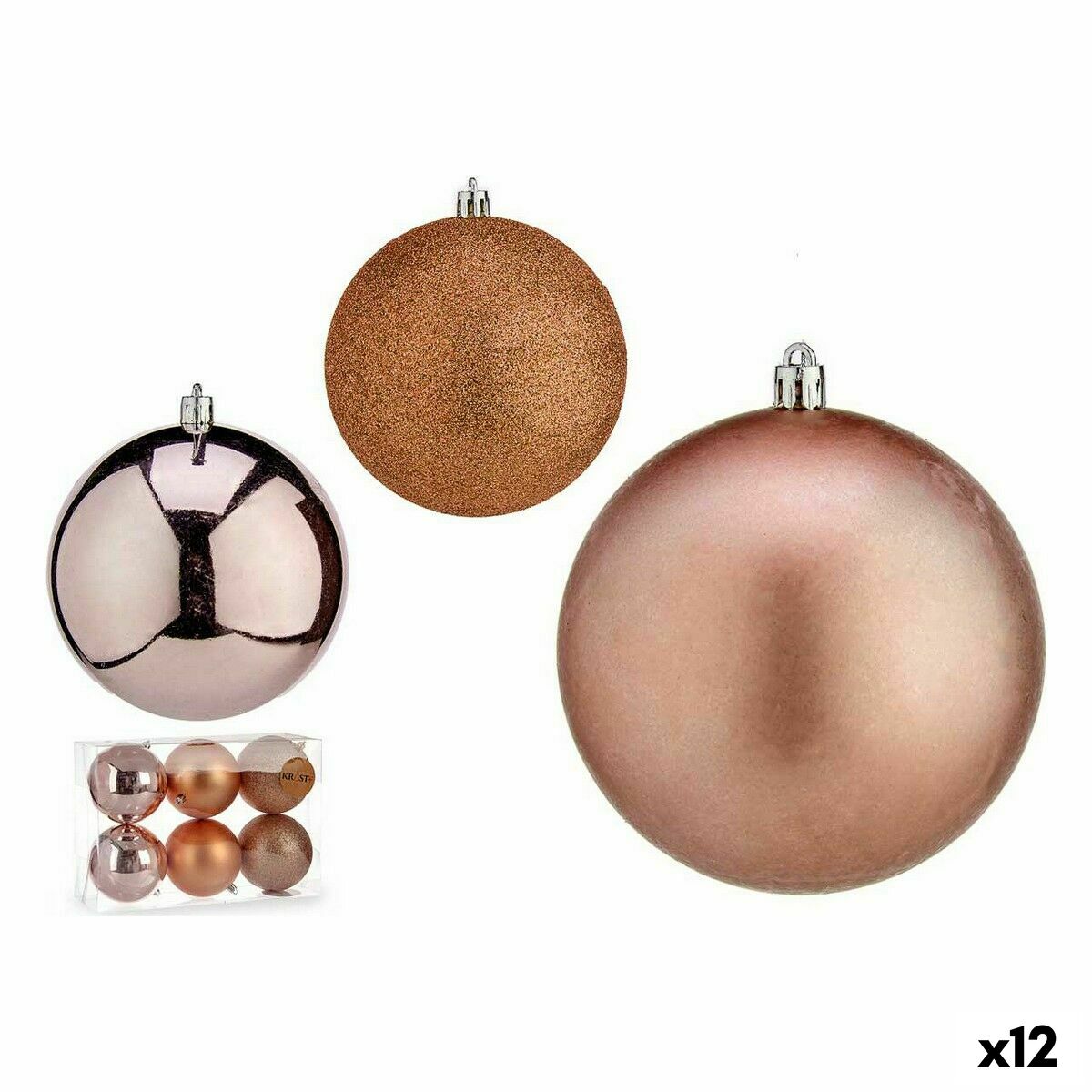 Uppsättning av julkulor Krist+ Rosa Plast (12 antal) - 3