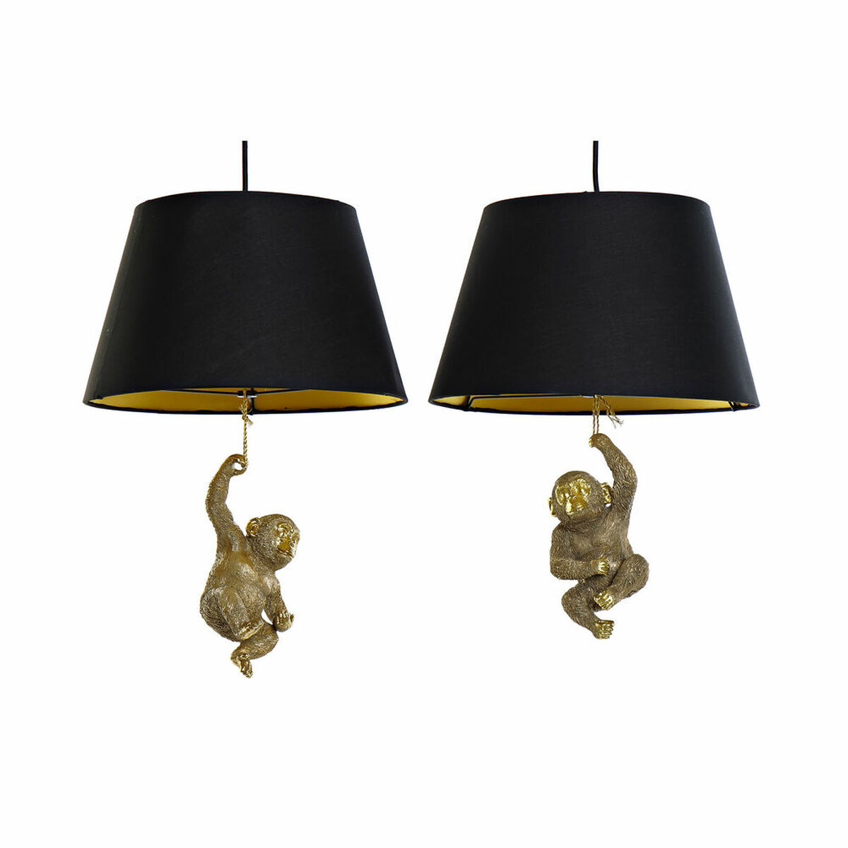 Taklampa DKD Home Decor 35,5 x 35,5 x 51 cm Gyllene Harts Kolonial 220 V 50 W Apa (2 antal) - 5