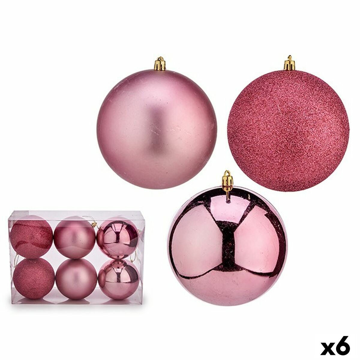 Uppsättning av julkulor Rosa PVC Ø 12 cm (6 antal) - 3