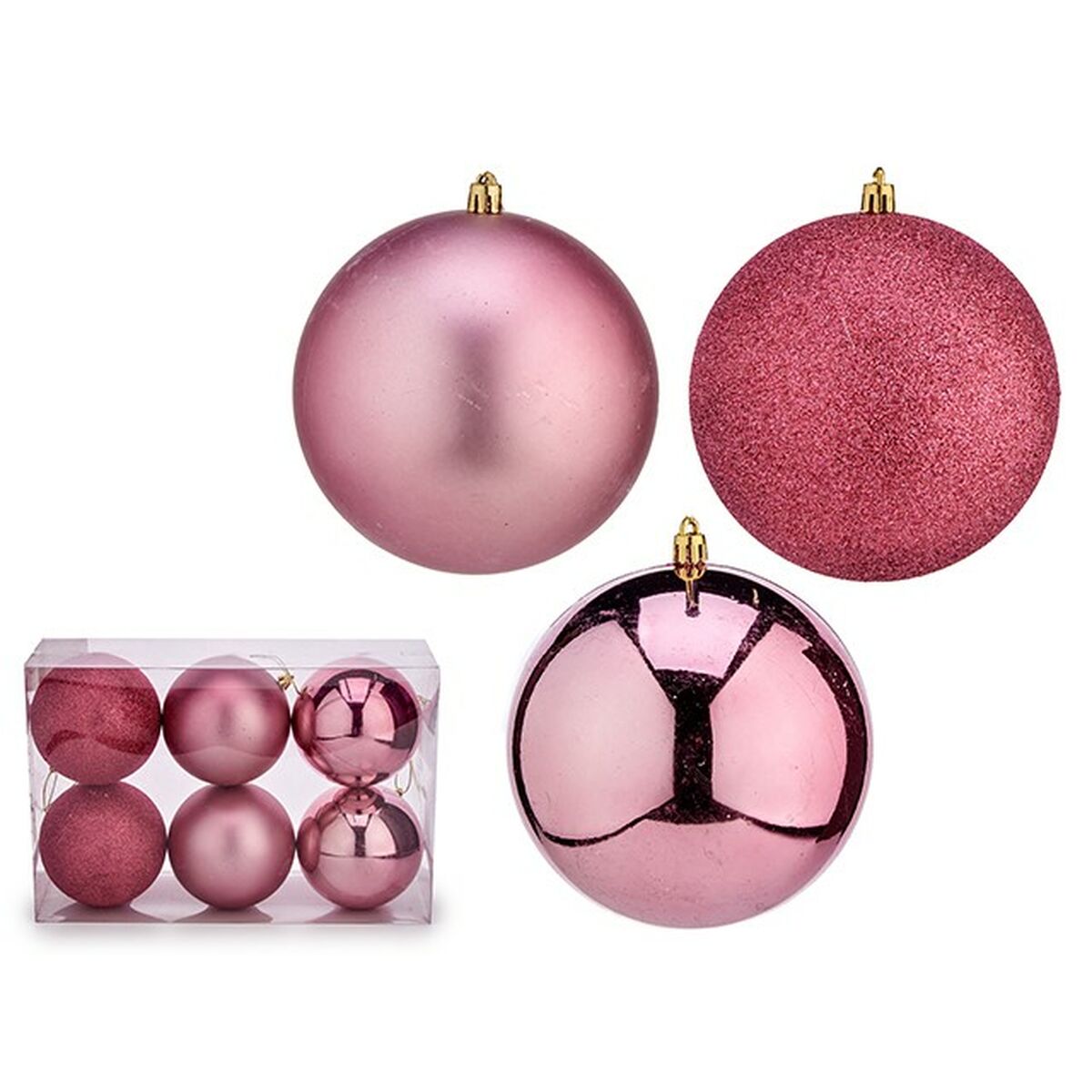 Uppsättning av julkulor Rosa PVC Ø 12 cm (6 antal) - 2