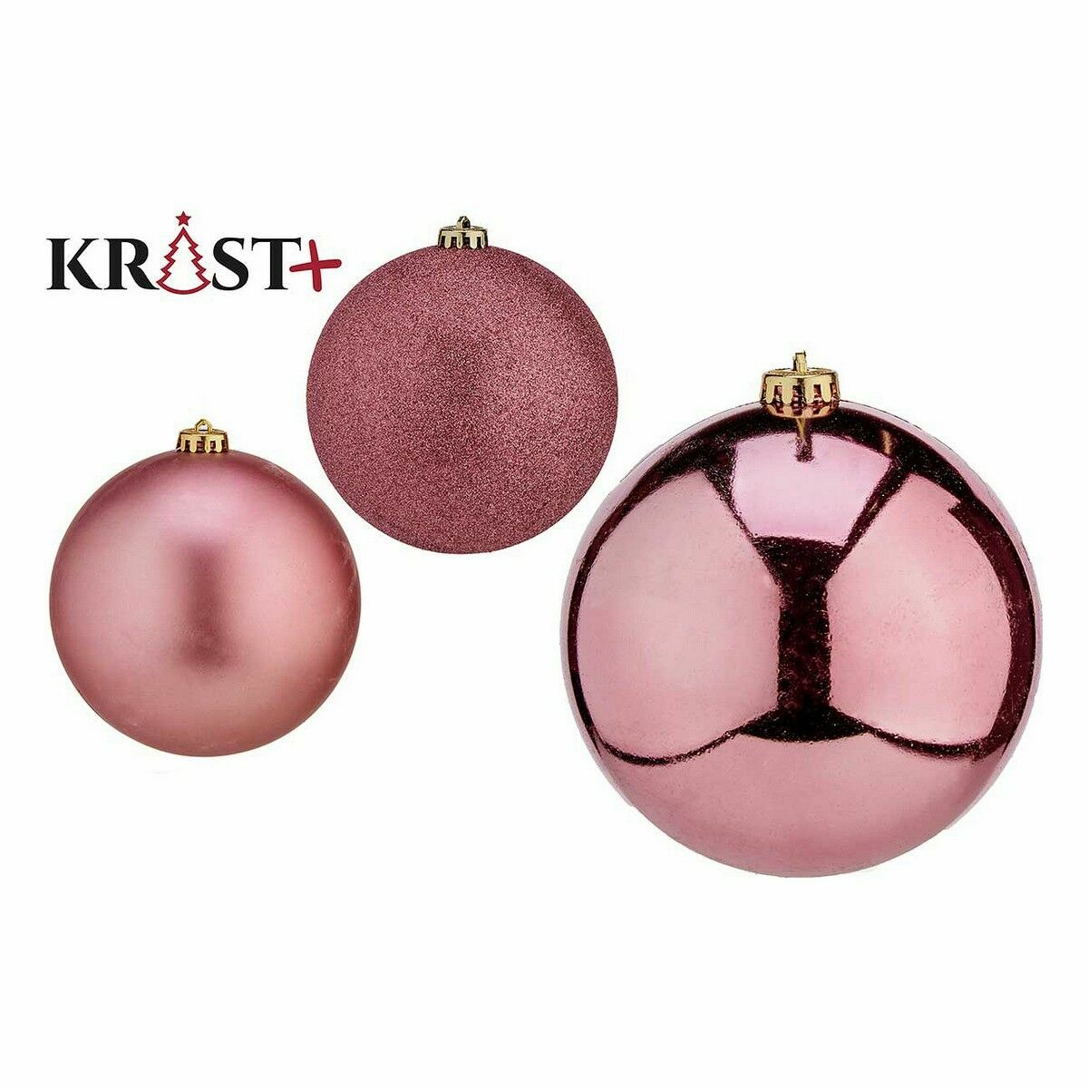 Uppsättning av julkulor Krist+ Rosa PVC (12 antal) - 2