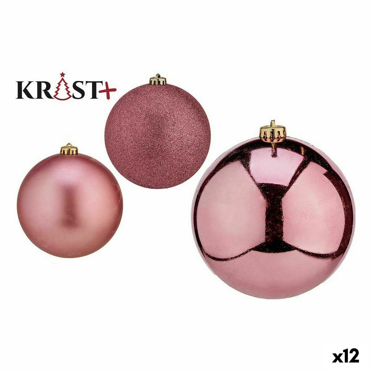 Uppsättning av julkulor Krist+ Rosa PVC (12 antal) - 3