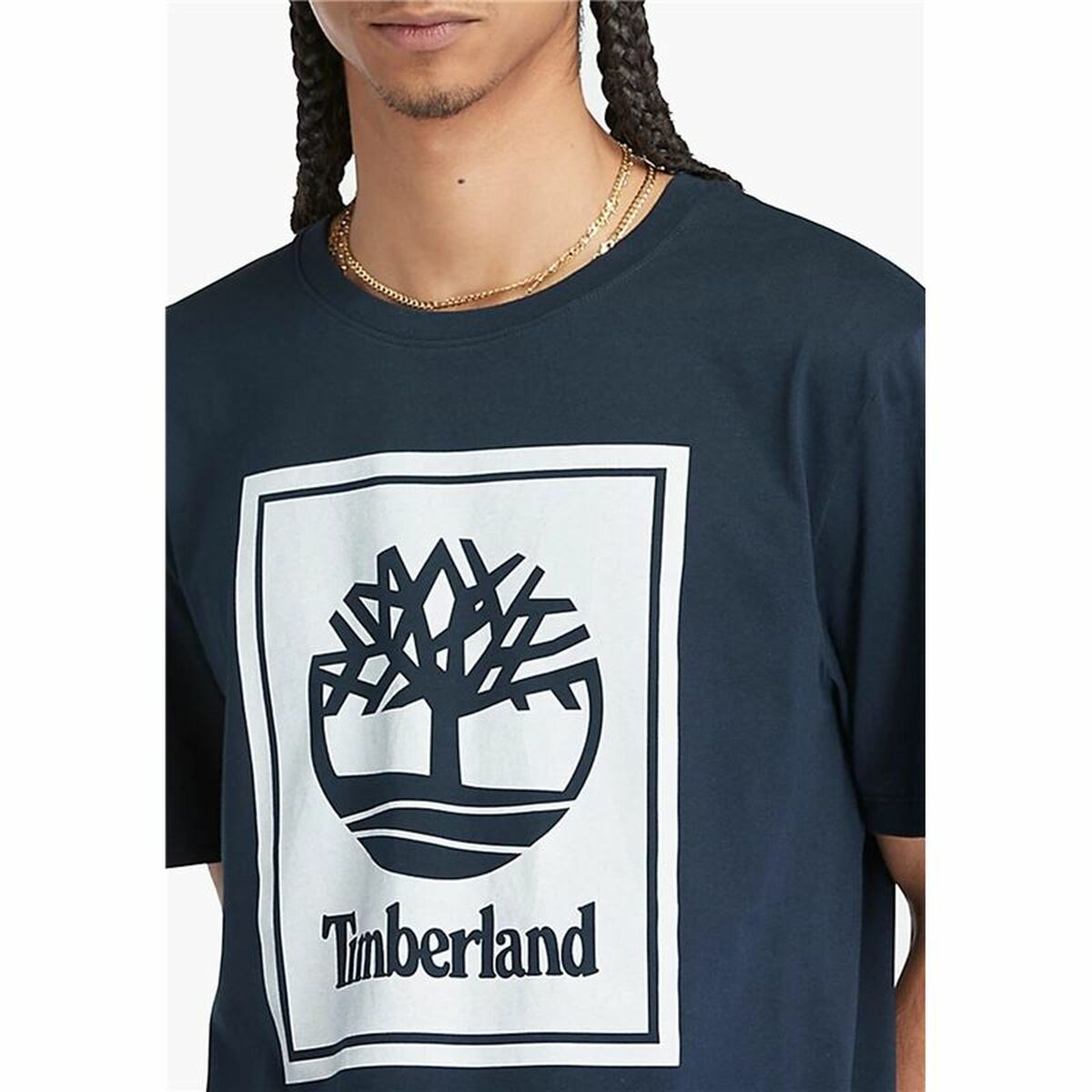 T-shirt med kortärm Herr Timberland Stack Logo Svart - 5