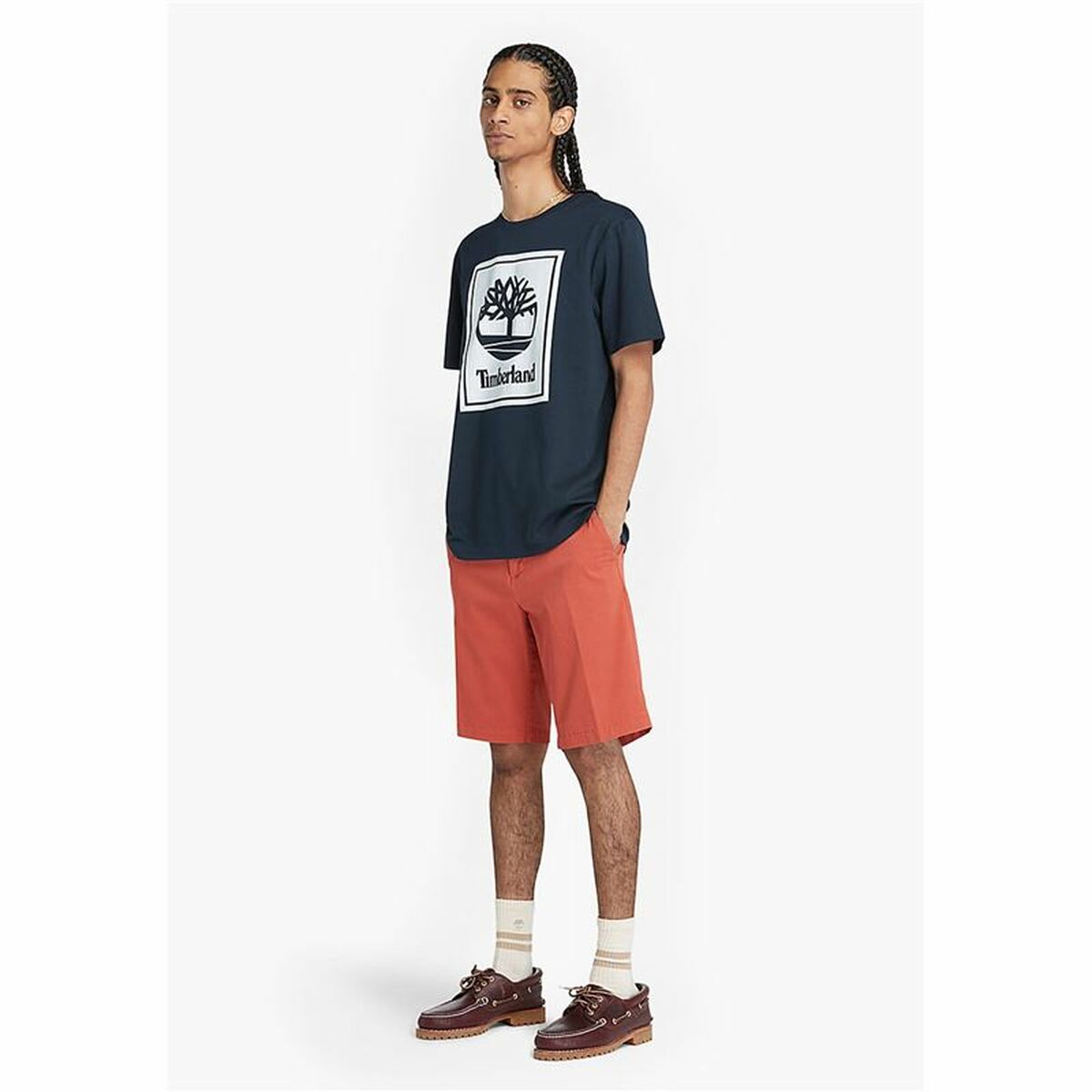 T-shirt med kortärm Herr Timberland Stack Logo Svart - 4
