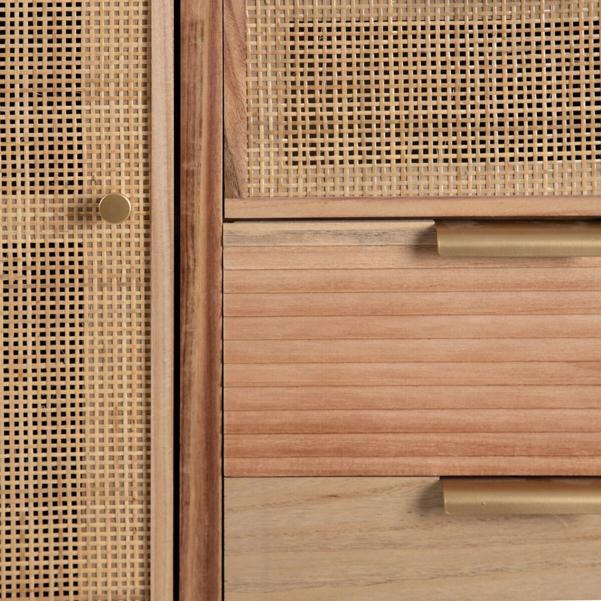 Hallmöbel med lådor HONEY 80 x 40 x 82 cm Naturell Trä Rattan - 4