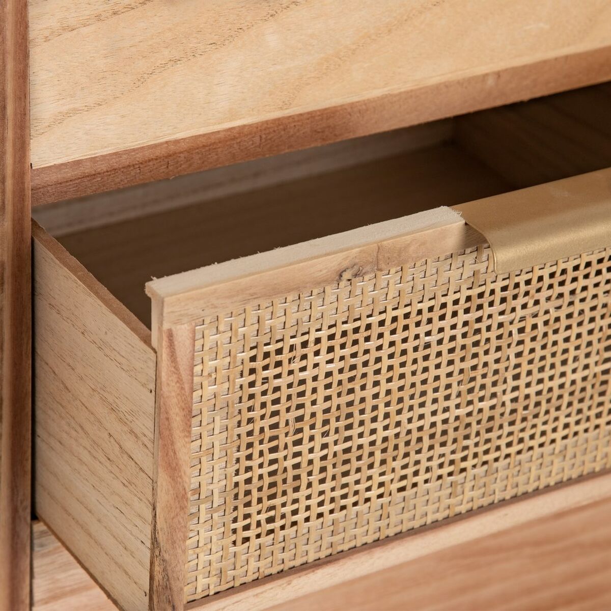 Hallmöbel med lådor HONEY 80 x 40 x 82 cm Naturell Trä Rattan - 2
