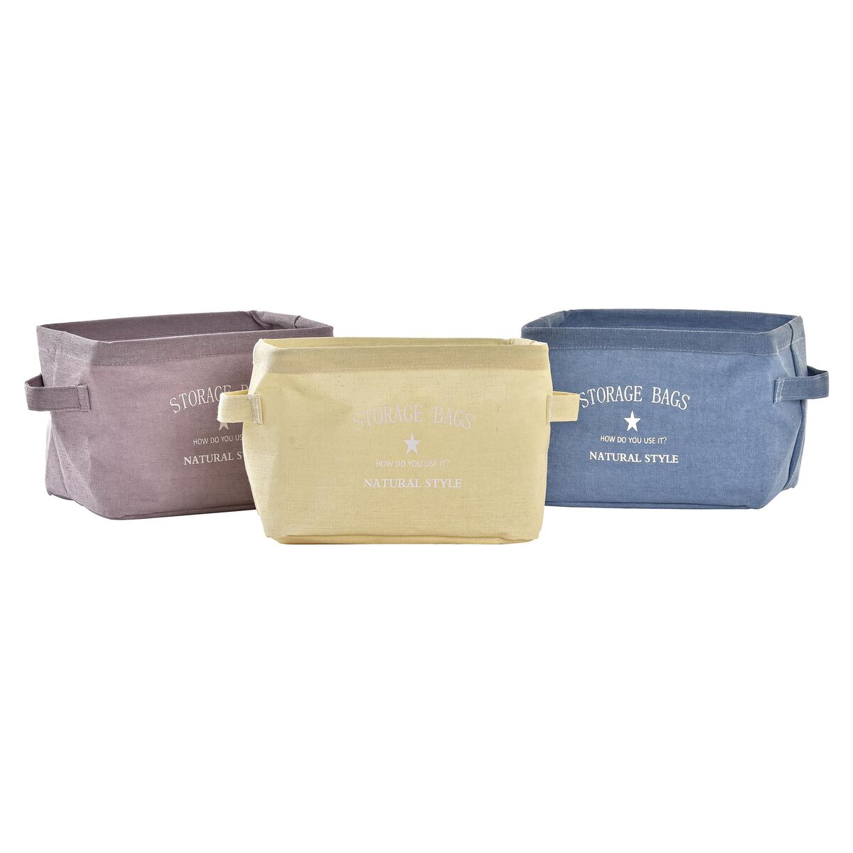 Korg DKD Home Decor Gul Blå Rödbrun Kanvas Modern 20 x 16 x 15 cm (3 antal) - 4