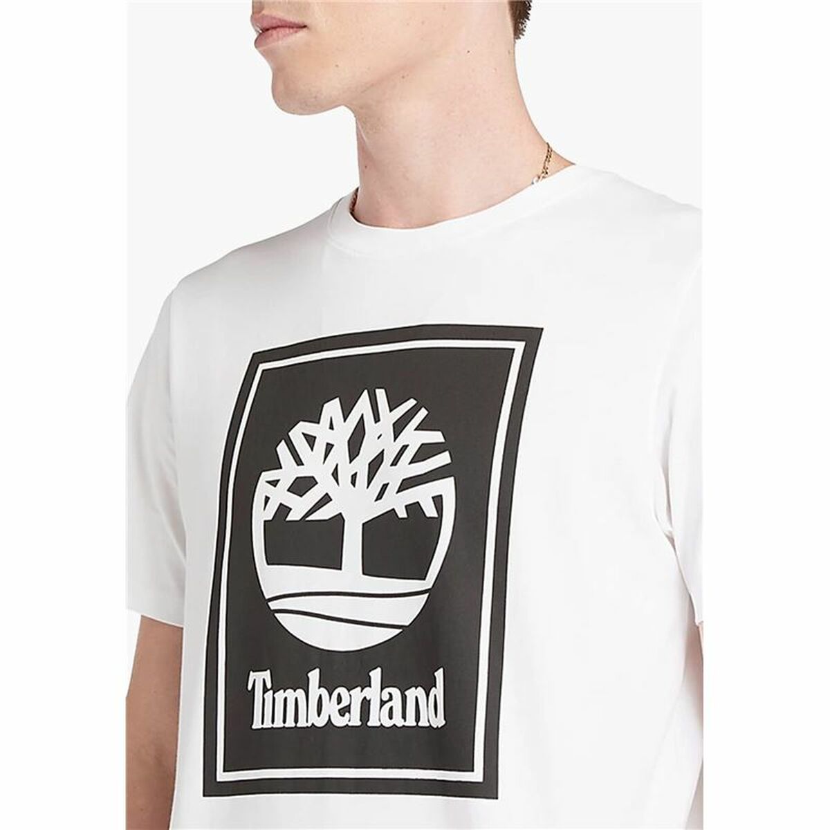 T-shirt med kortärm Herr Timberland Stack Logo Vit - 5