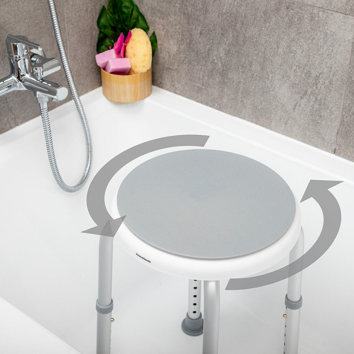 Svängbar och justerbar badpall Roshawer InnovaGoods Vit (Renoverade A) - 3
