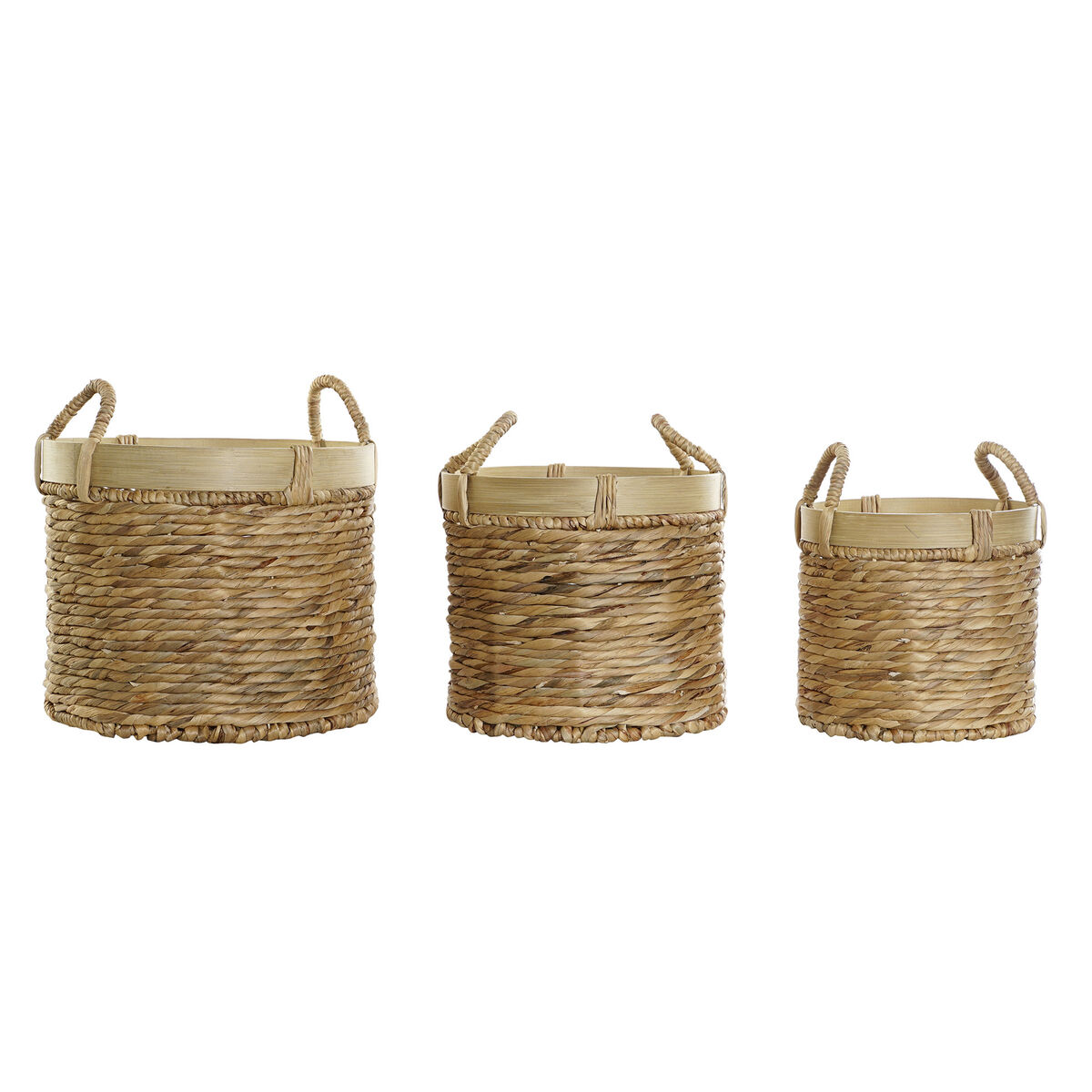 Korg - set DKD Home Decor Brun Naturell Bambu Rusar Tropiskt 35 x 35 x 30,5 cm 35 x 35 x 31 cm 3 Delar