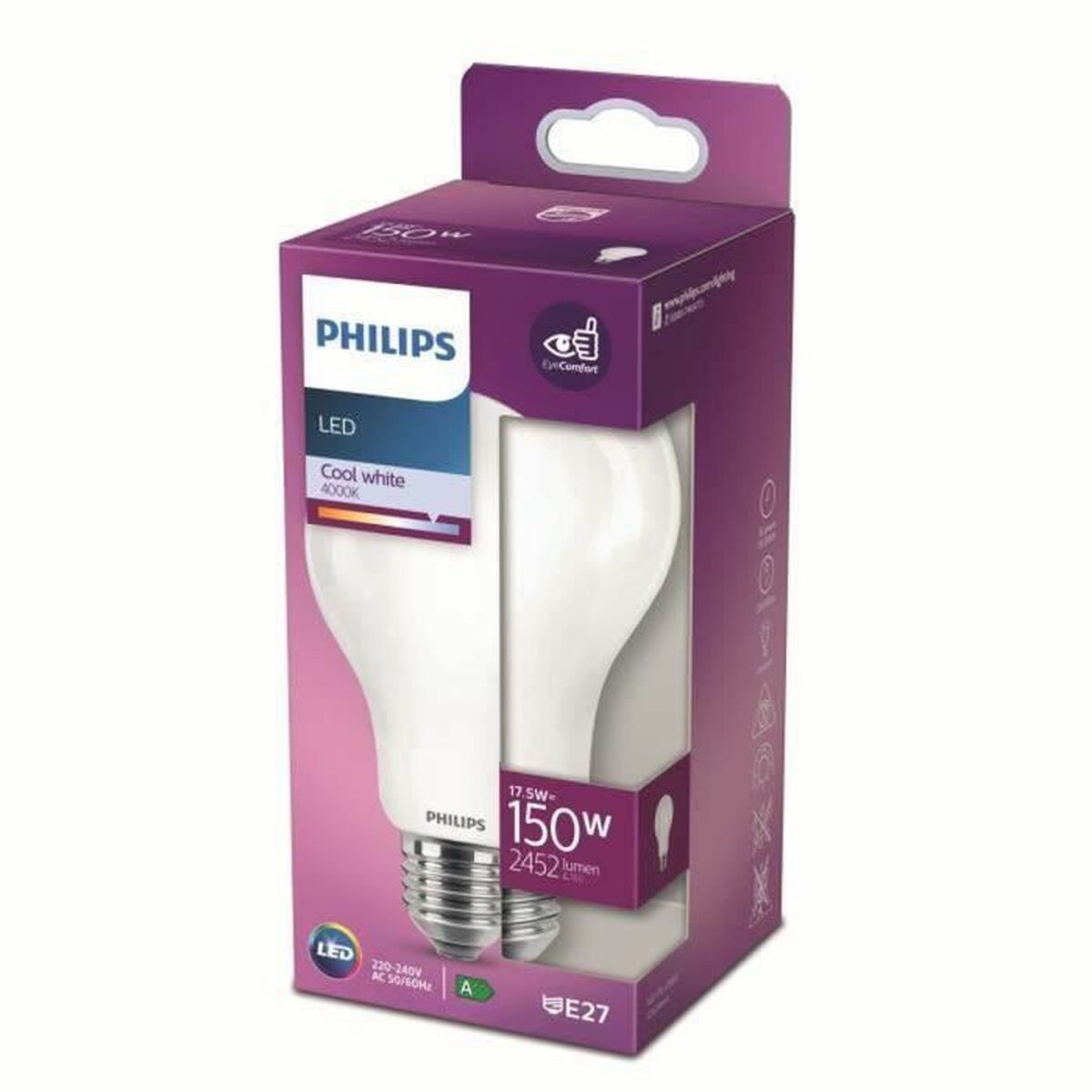 LED-lampa Philips D 150 W 17,5 W E27 2452 lm 7,5 x 12,1 cm (4000 K) - 2