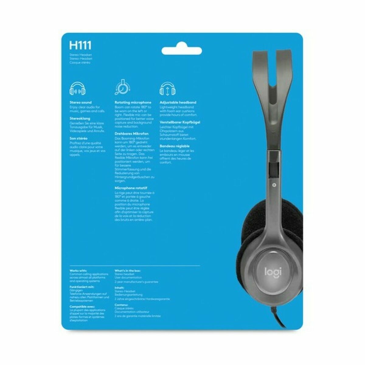 Hörlurar med Mikrofon Logitech H111 Svart Grå - 2