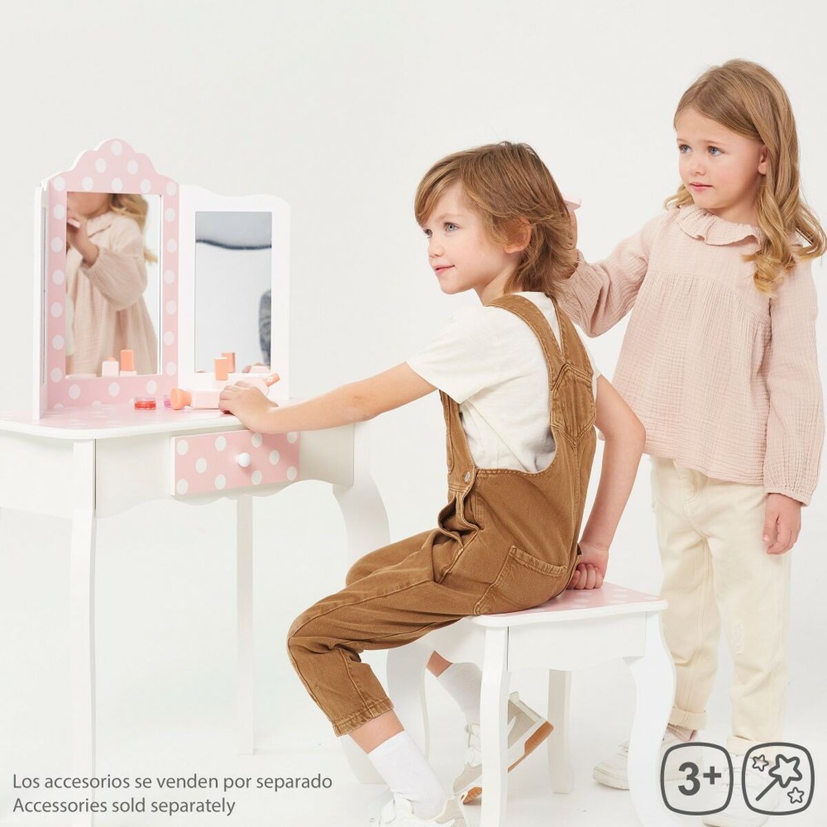 Sminkbord med pall Teamson Rosa Vit Ärta 63 x 100 x 29 cm - 8