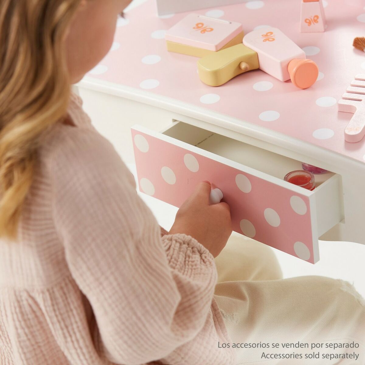 Sminkbord med pall Teamson Rosa Vit Ärta 63 x 100 x 29 cm - 4