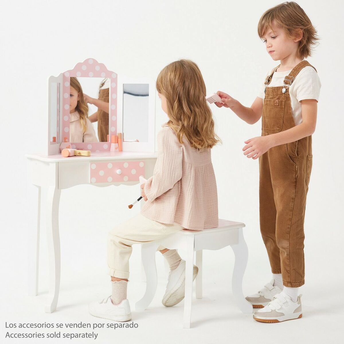 Sminkbord med pall Teamson Rosa Vit Ärta 63 x 100 x 29 cm - 3