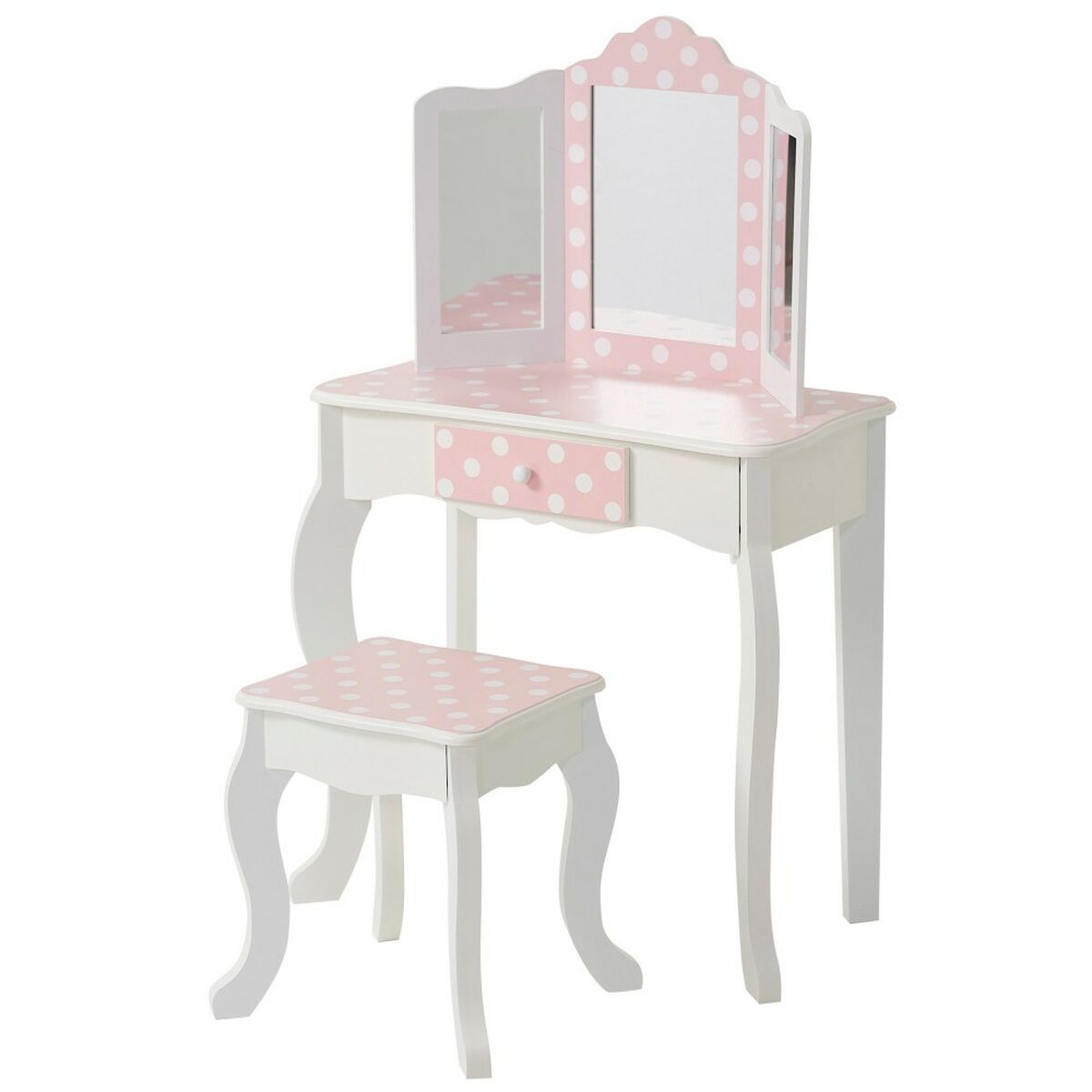 Sminkbord med pall Teamson Rosa Vit Ärta 63 x 100 x 29 cm - 13