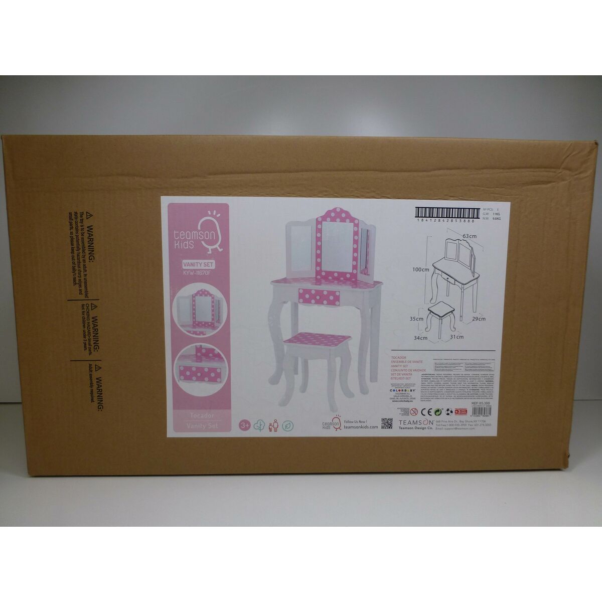 Sminkbord med pall Teamson Rosa Vit Ärta 63 x 100 x 29 cm - 14