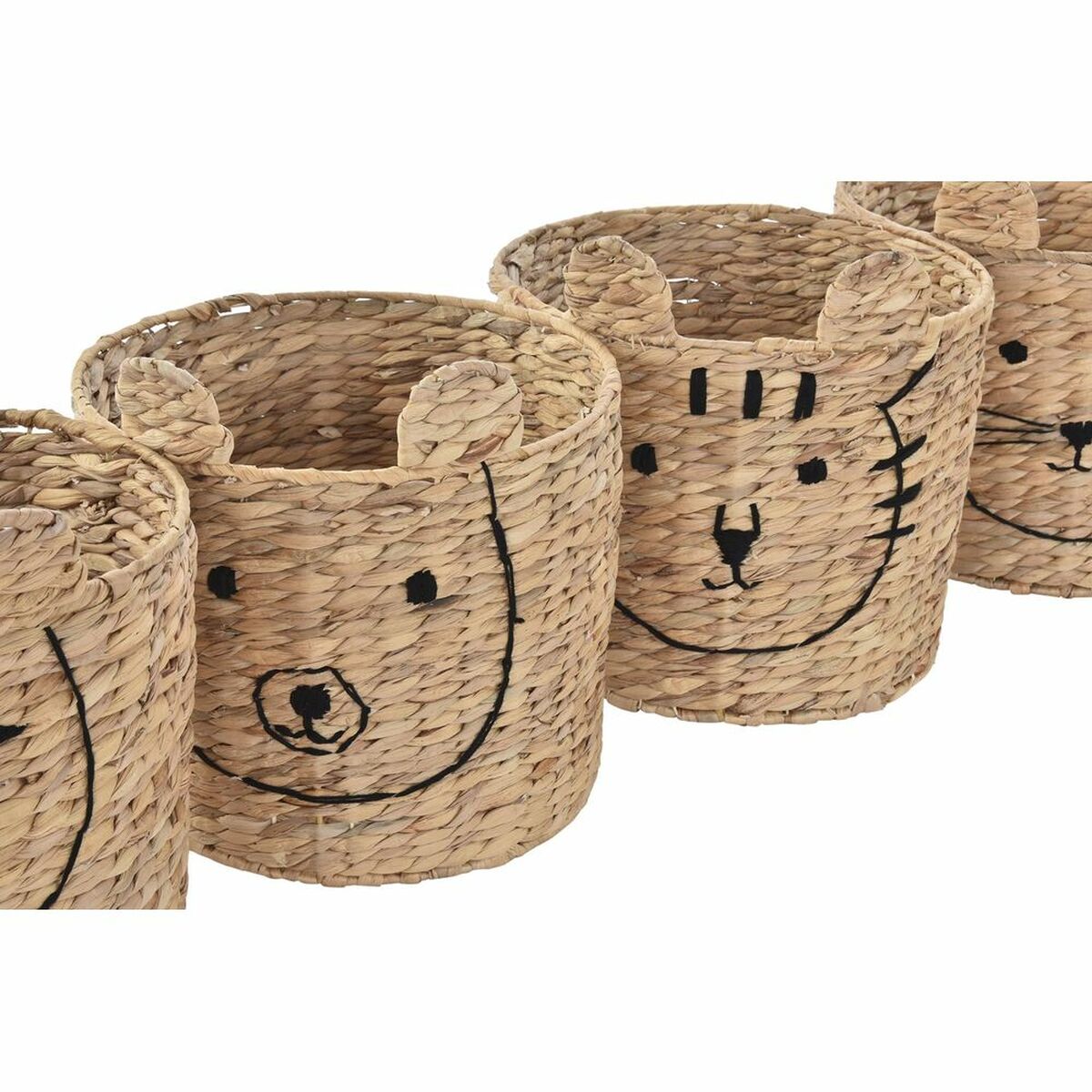 Korg DKD Home Decor Brun Svart Naturell Rusar djur Tropiskt 35 x 35 x 35 cm (4 antal) - 2